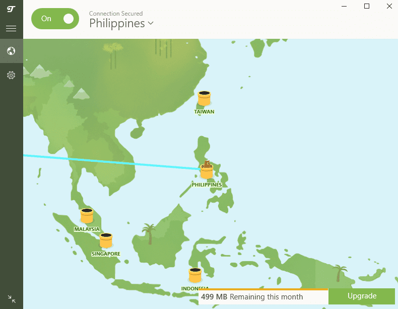 tunnelbear-Philippines tunnelbear VPN connecting to a server in the Philippines