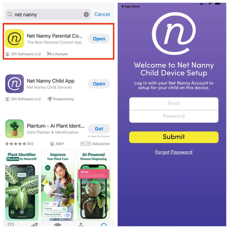 Net Nanny parent app yellow